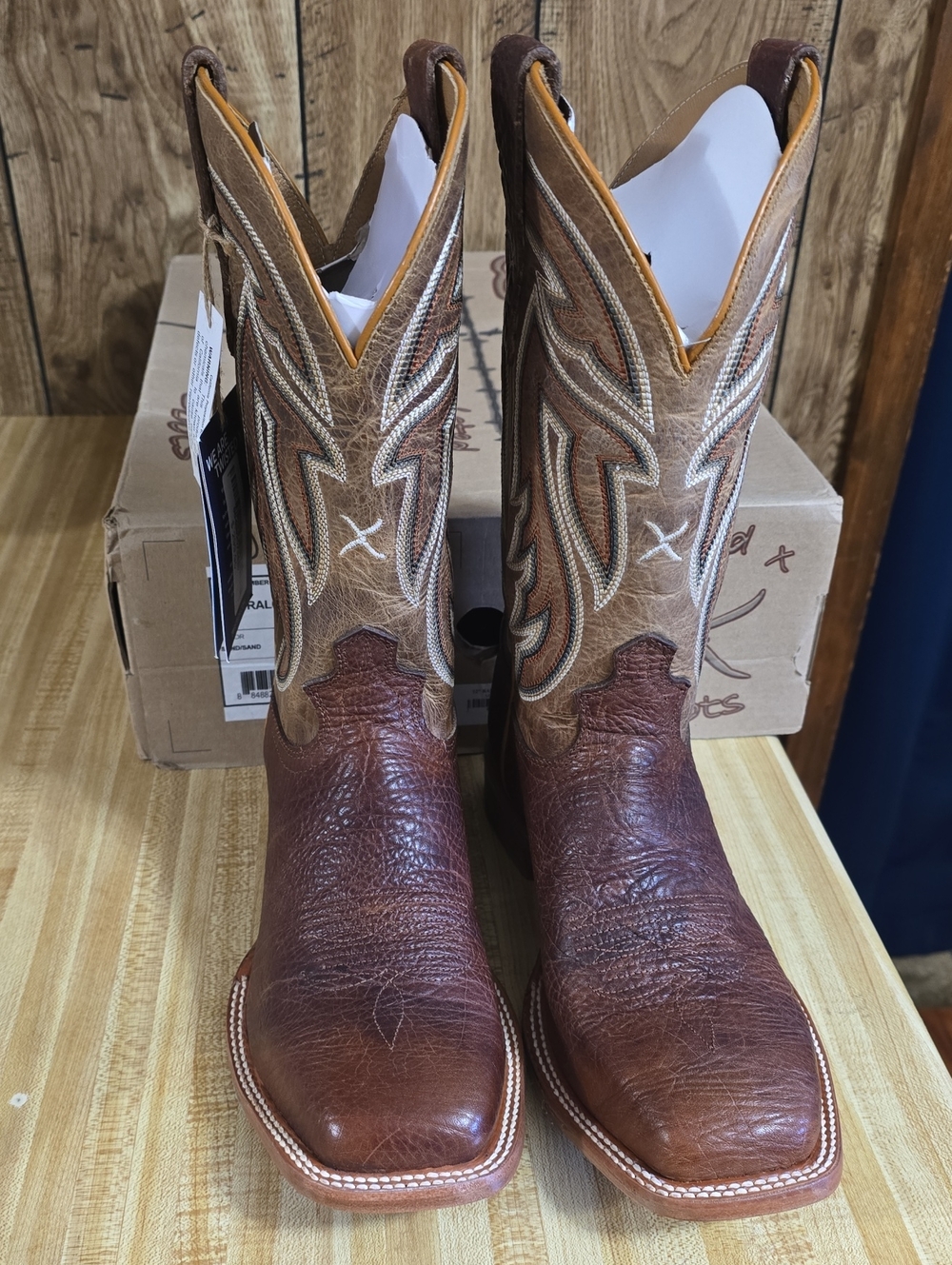 Twisted X Men's Leather Western Cowboy Boots Square Toe - Size 9 1/2 EE  SAND